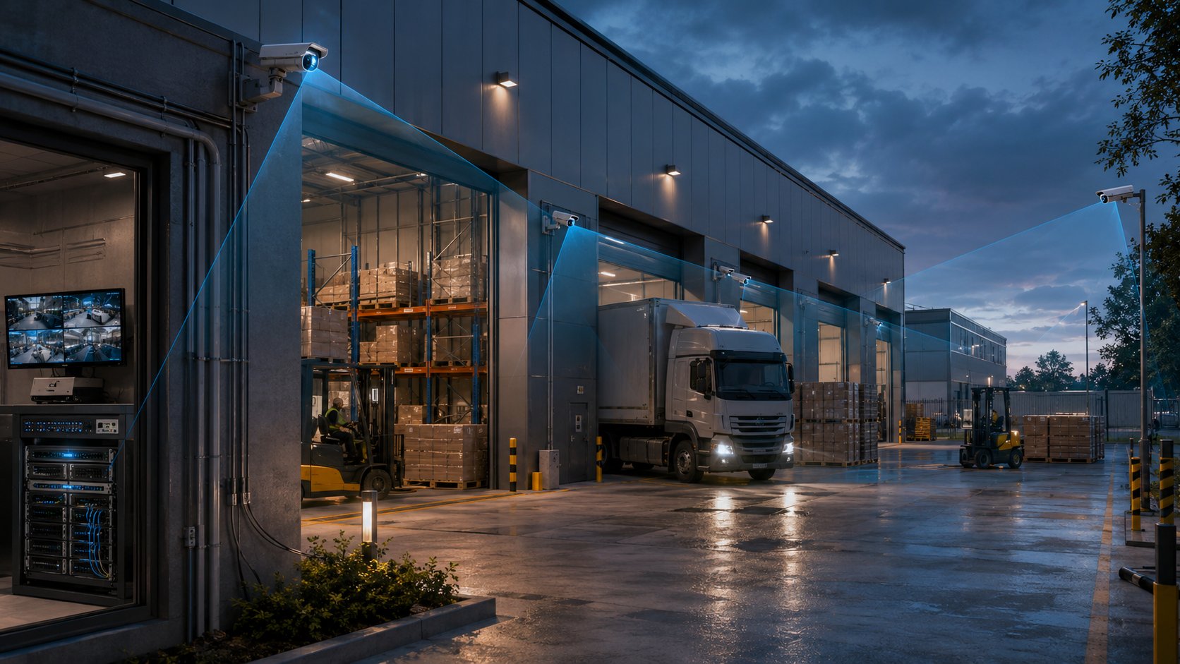 Warehouse loading bay with CCTV perimeter coverage
